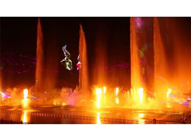 La fontaine d'eau flamboyante extérieure moderne a mené le style de danse de musique de lumières de feu d'artifice fournisseur